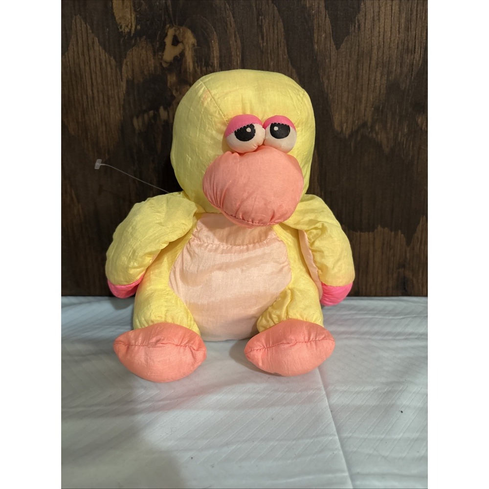 Rare Prestige Toy Co Neon Duck Squeaking Plush 1990